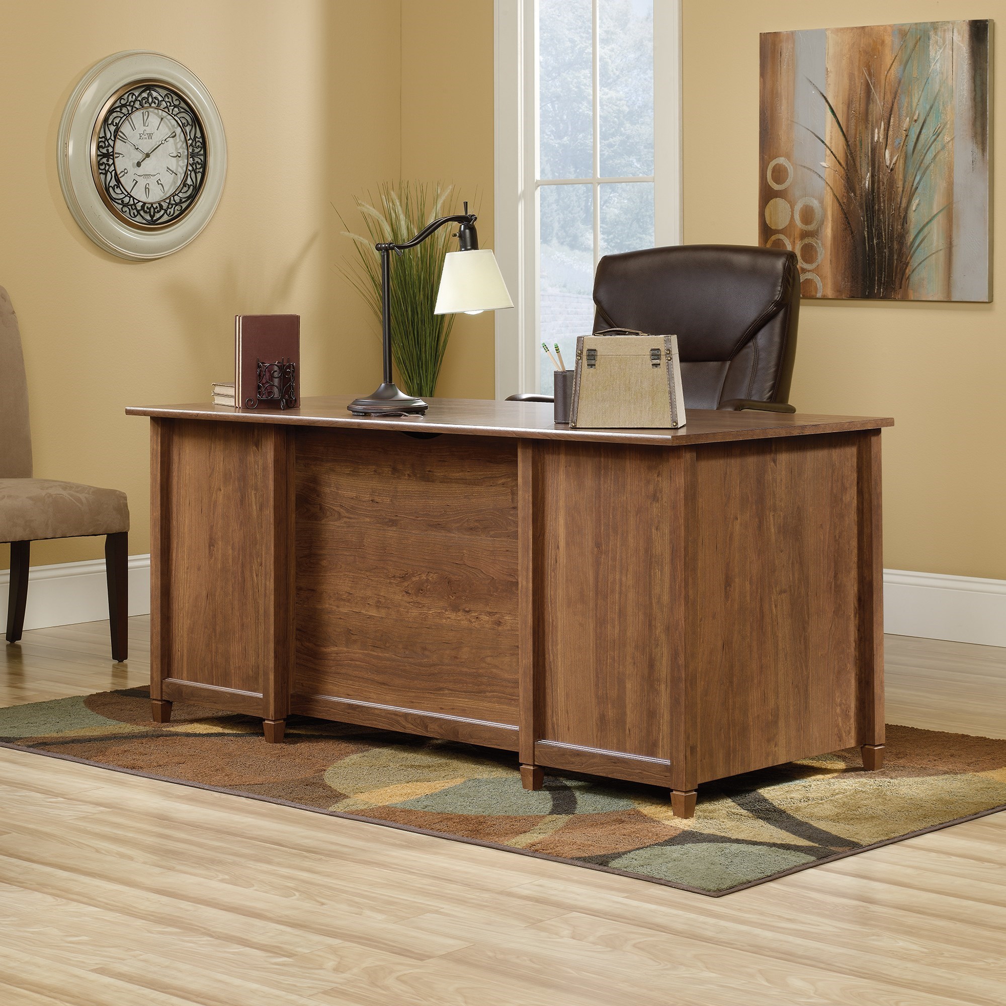 Sauder Edge Water 419100 Executive Desk with Keyboard Drawer and 2